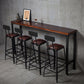 Industrial Rectangle Solid Wood Bar Table Set 1/5 Pieces Counter Table with High Stools 5 Pieces: Table, 4 Brown Stools Clearhalo 'Bar Furniture' 'furn' 'furn_home_bar_bar_sets' 'Furniture' 'Home Bars & Bar Sets' 'home_bar_bar_sets' 'Kitchen & Dining Furniture' 5571327
