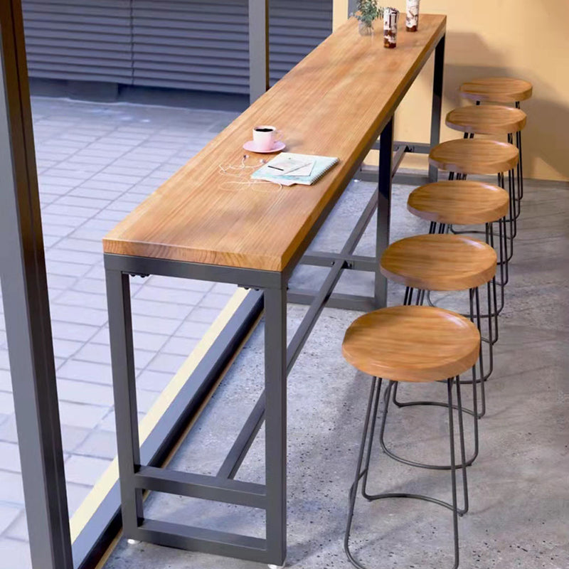 Set tavolo da bar industriale 1/5/7/9 pezzi Tavolo da banco rettangolare in legno di pino con sgabelli alti