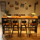 Set tavolo da bar industriale 1/5/7/9 pezzi Tavolo da banco rettangolare in legno di pino con sgabelli alti