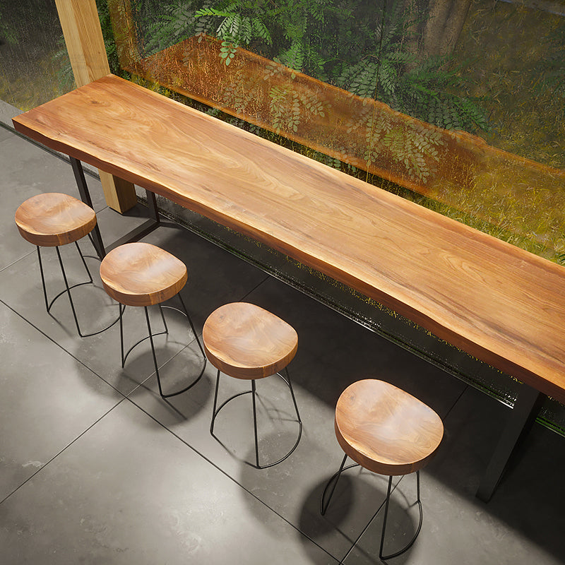 Mesa de barra de madera maciza rectangular industrial Juego de mesa 1/5/7 Piezas de mostrador con heces