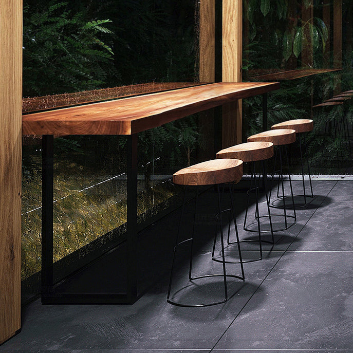 Mesa de barra de madera maciza rectangular industrial Juego de mesa 1/5/7 Piezas de mostrador con heces