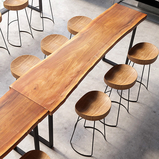 Mesa de barra de madera maciza rectangular industrial Juego de mesa 1/5/7 Piezas de mostrador con heces