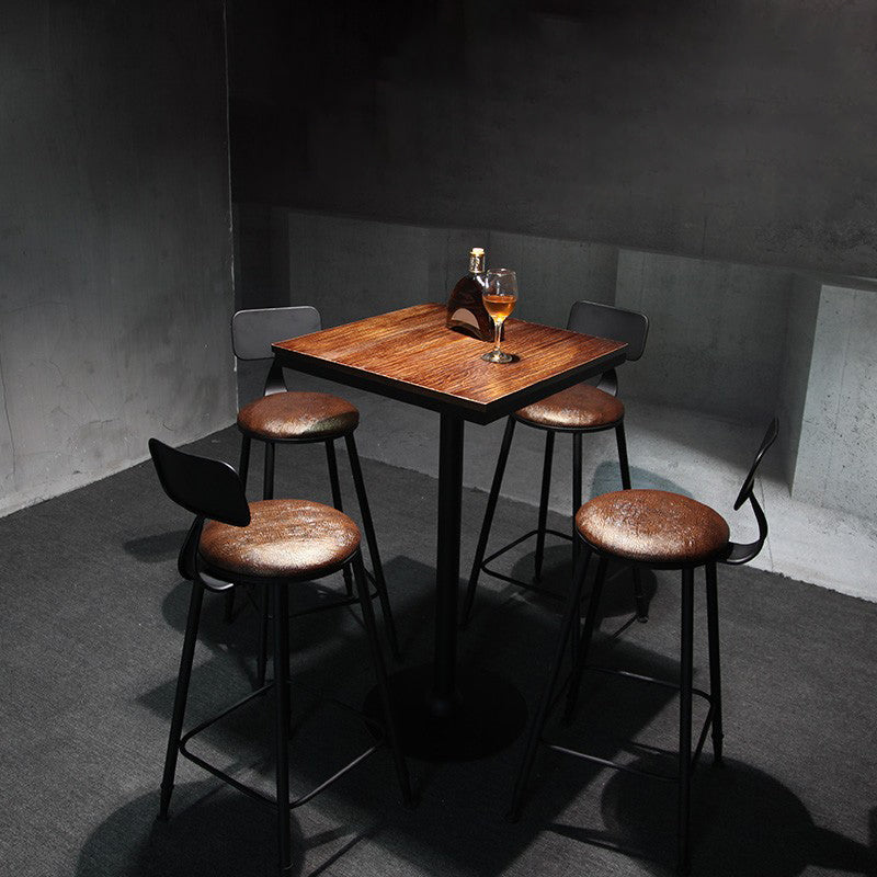 Industrial Wood Pub Dining Set 1/3/5 Pieces counter Table with Upholstered Stools 5 Pieces: Table, 4 Stools Clearhalo 'Bar Furniture' 'furn' 'furn_home_bar_bar_sets' 'Furniture' 'Home Bars & Bar Sets' 'home_bar_bar_sets' 'Kitchen & Dining Furniture' 5571440