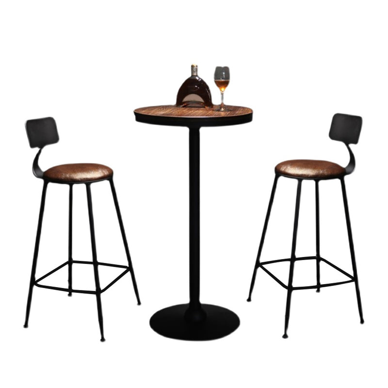 Industrial Wood Pub Dining Set 1/3/5 Pieces counter Table with Upholstered Stools 3 Pieces: Wood Table, 2 Stools Clearhalo 'Bar Furniture' 'furn' 'furn_home_bar_bar_sets' 'Furniture' 'Home Bars & Bar Sets' 'home_bar_bar_sets' 'Kitchen & Dining Furniture' 5571441