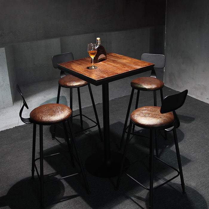 Industrial Wood Pub Dining Set 1/3/5 Pieces counter Table with Upholstered Stools Clearhalo 'Bar Furniture' 'furn' 'furn_home_bar_bar_sets' 'Furniture' 'Home Bars & Bar Sets' 'home_bar_bar_sets' 'Kitchen & Dining Furniture' 5571444