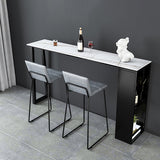 Contemporary Bar Table Set 1/2/3 Pcs Stone Bar Table and Stools with Metal Base