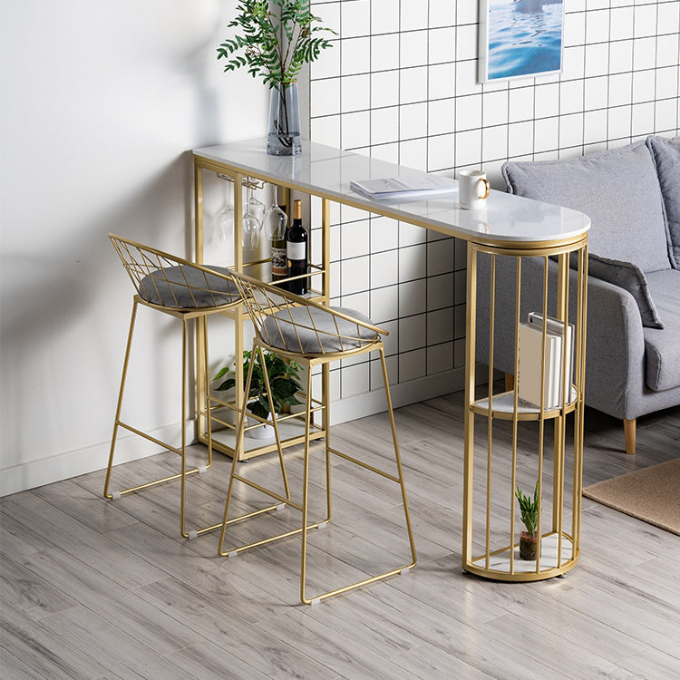 Moderno 1/3 pezzi da bar set tavolino in pietra con sgabelli alti per soggiorno