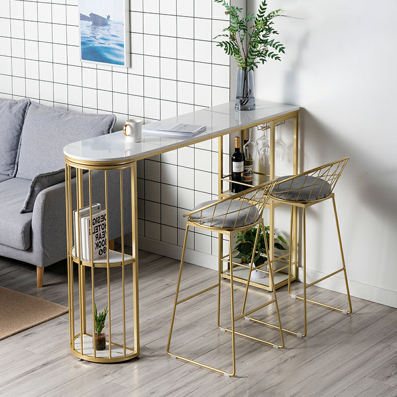 Moderno 1/3 pezzi da bar set tavolino in pietra con sgabelli alti per soggiorno