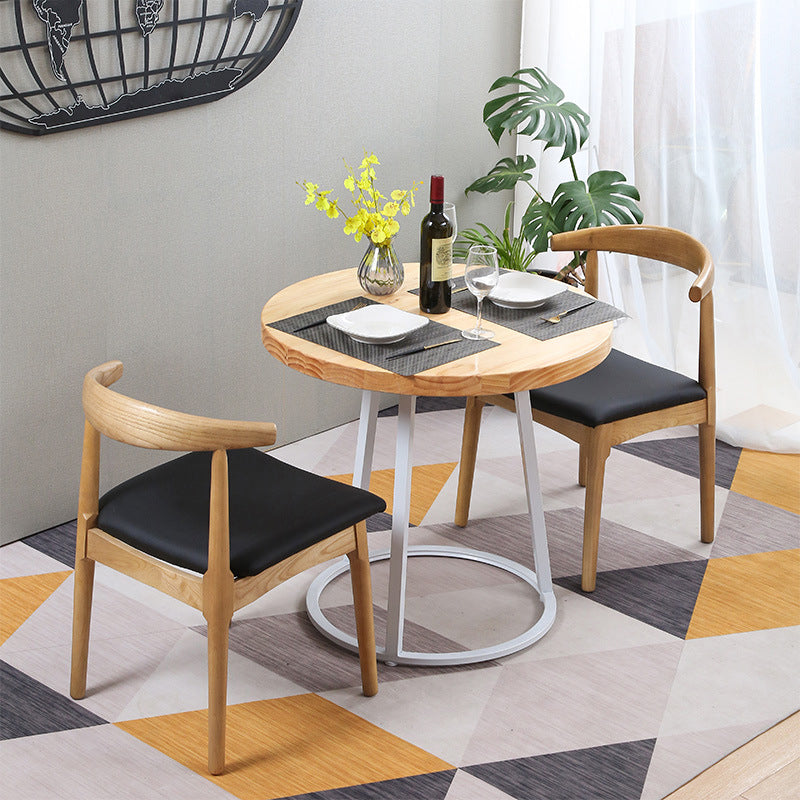 Modern Style Round Solid Wood Dining Set 1/2/3/4/5 Pieces Dining Set for Dining Areas 3 Pieces: Table, 2 Chairs Clearhalo 'Dining Room Sets' 'Dining Tables & Seating' 'dining_room_set' 'furn' 'furn_dining_room_set' 'Furniture' 'Kitchen & Dining Furniture' 5571620