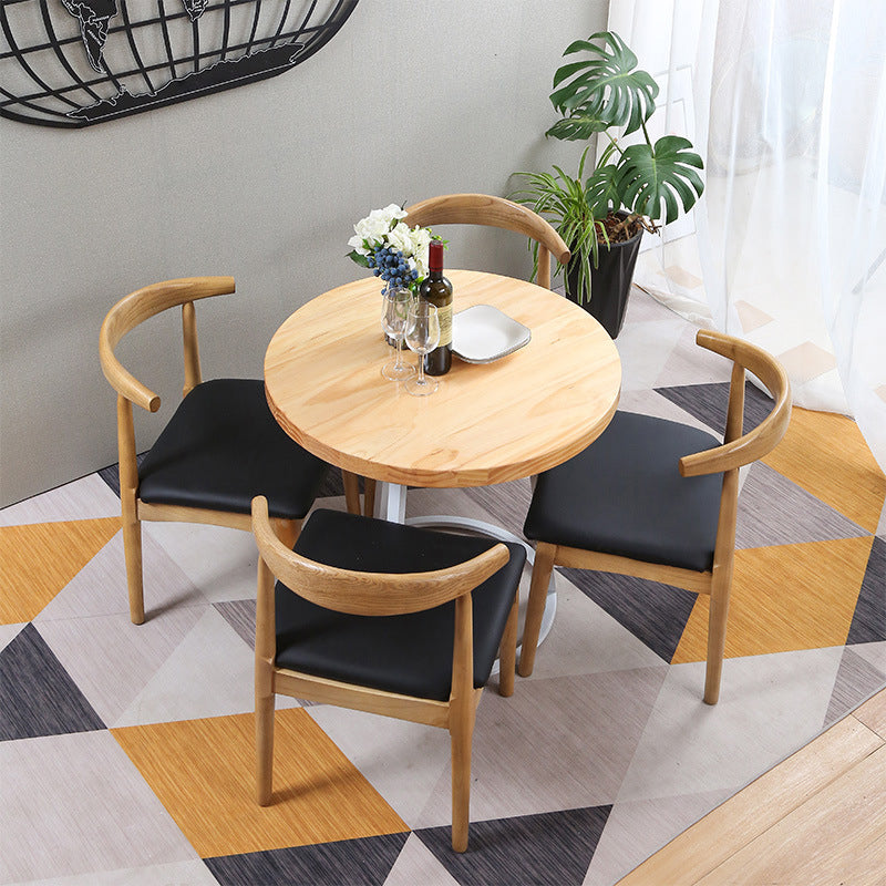 Modern Style Round Solid Wood Dining Set 1/2/3/4/5 Pieces Dining Set for Dining Areas 5 Pieces: Table, 4 Chairs Clearhalo 'Dining Room Sets' 'Dining Tables & Seating' 'dining_room_set' 'furn' 'furn_dining_room_set' 'Furniture' 'Kitchen & Dining Furniture' 5571622