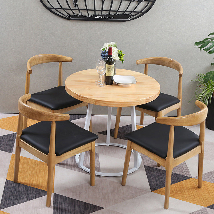 Modern Style Round Solid Wood Dining Set 1/2/3/4/5 Pieces Dining Set for Dining Areas Clearhalo 'Dining Room Sets' 'Dining Tables & Seating' 'dining_room_set' 'furn' 'furn_dining_room_set' 'Furniture' 'Kitchen & Dining Furniture' 5571632