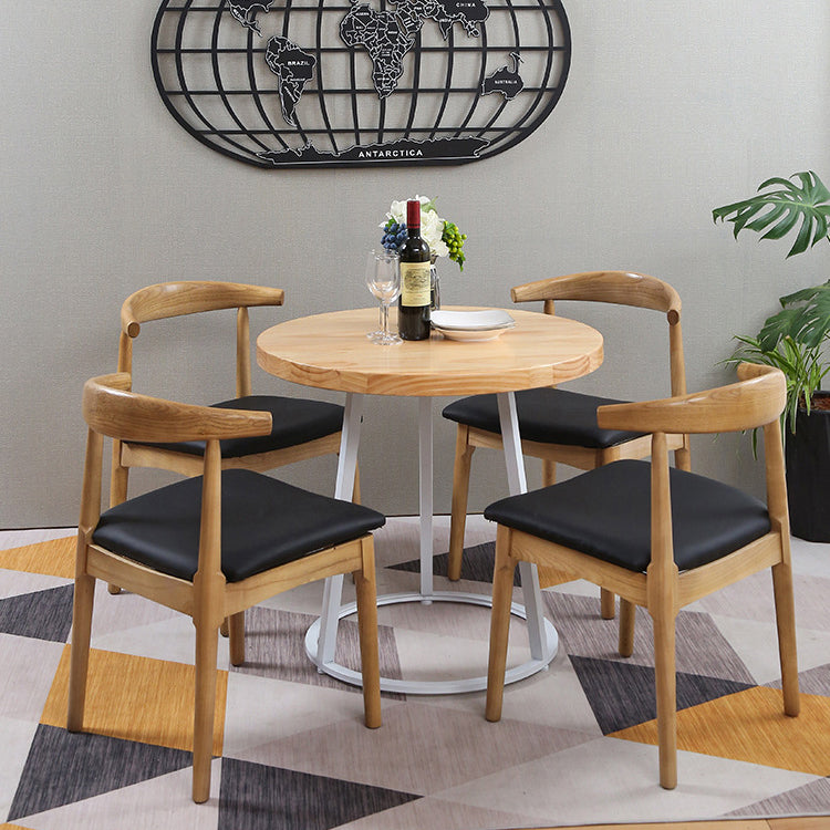 Modern Style Round Solid Wood Dining Set 1/2/3/4/5 Pieces Dining Set for Dining Areas Clearhalo 'Dining Room Sets' 'Dining Tables & Seating' 'dining_room_set' 'furn' 'furn_dining_room_set' 'Furniture' 'Kitchen & Dining Furniture' 5571633