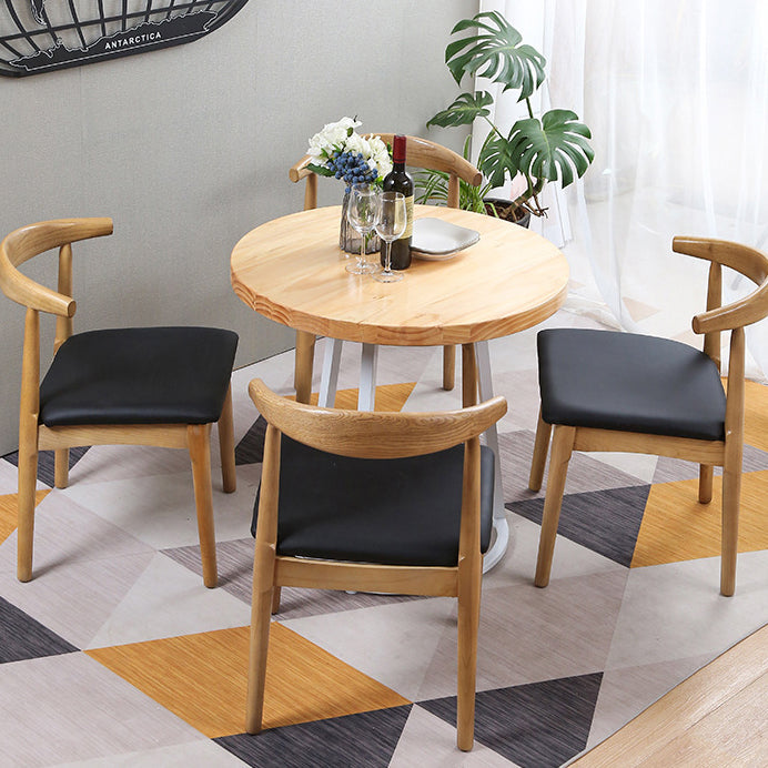 Modern Style Round Solid Wood Dining Set 1/2/3/4/5 Pieces Dining Set for Dining Areas Clearhalo 'Dining Room Sets' 'Dining Tables & Seating' 'dining_room_set' 'furn' 'furn_dining_room_set' 'Furniture' 'Kitchen & Dining Furniture' 5571634