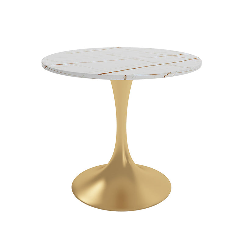 Glam Sintered Stone Dining Table Set Round 1/3/4/5 Pieces Dining Set for Home Use Clearhalo 'Dining Room Sets' 'Dining Tables & Seating' 'dining_room_set' 'furn' 'furn_dining_room_set' 'Furniture' 'Kitchen & Dining Furniture' 5571677