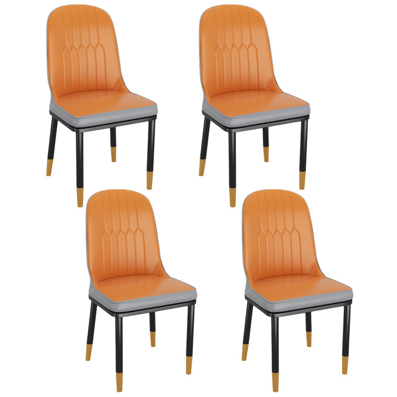 Modern Rectangle Dining Set 1/4/5/7 Pieces Stone Top Legs Indoor Dinette Set 4 Orange Chairs Clearhalo 'Dining Room Sets' 'Dining Tables & Seating' 'dining_room_set' 'furn' 'furn_dining_room_set' 'Furniture' 'Kitchen & Dining Furniture' 5571709