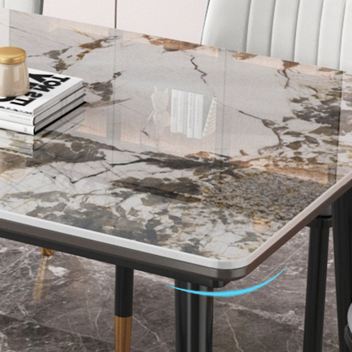 Modern Rectangle Dining Set 1/4/5/7 Pieces Stone Top Legs Indoor Dinette Set Clearhalo 'Dining Room Sets' 'Dining Tables & Seating' 'dining_room_set' 'furn' 'furn_dining_room_set' 'Furniture' 'Kitchen & Dining Furniture' 5571715