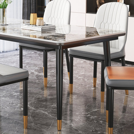 Modern Rectangle Dining Set 1/4/5/7 Pieces Stone Top Legs Indoor Dinette Set Clearhalo 'Dining Room Sets' 'Dining Tables & Seating' 'dining_room_set' 'furn' 'furn_dining_room_set' 'Furniture' 'Kitchen & Dining Furniture' 5571716