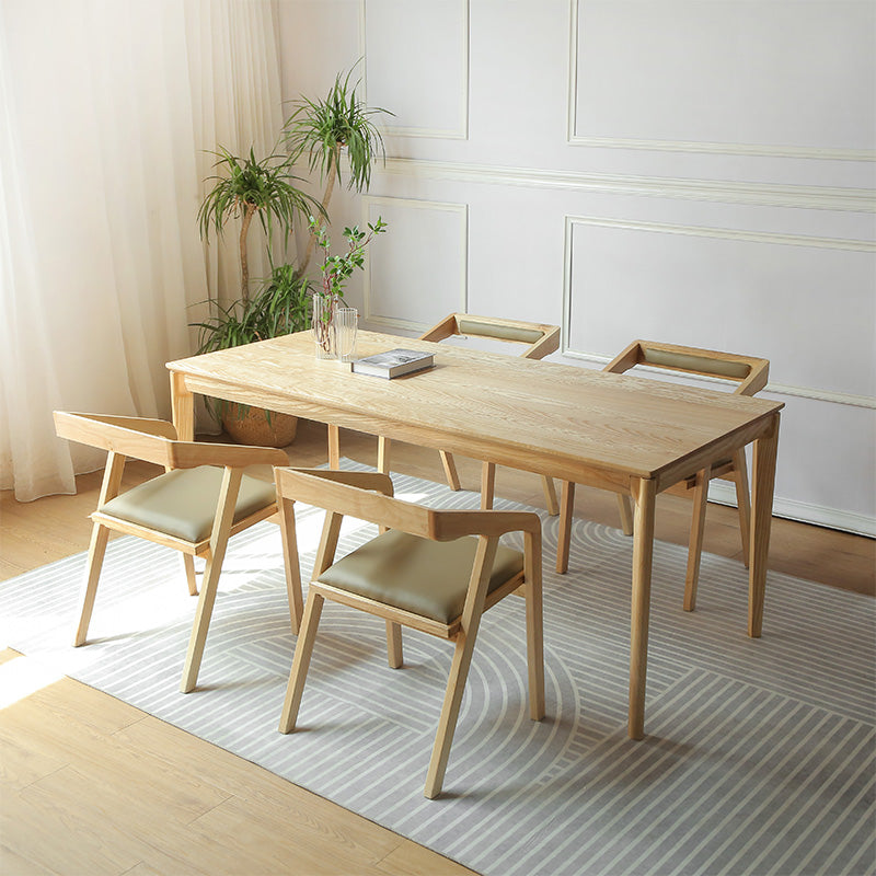 Modern 1/2/3/4/5 Pieces Dining Set Rectangle Solid Wood Legs Dinette Set in Natural 5 Pieces: Table, 4 Chairs Clearhalo 'Dining Room Sets' 'Dining Tables & Seating' 'dining_room_set' 'furn' 'furn_dining_room_set' 'Furniture' 'Kitchen & Dining Furniture' 5571727