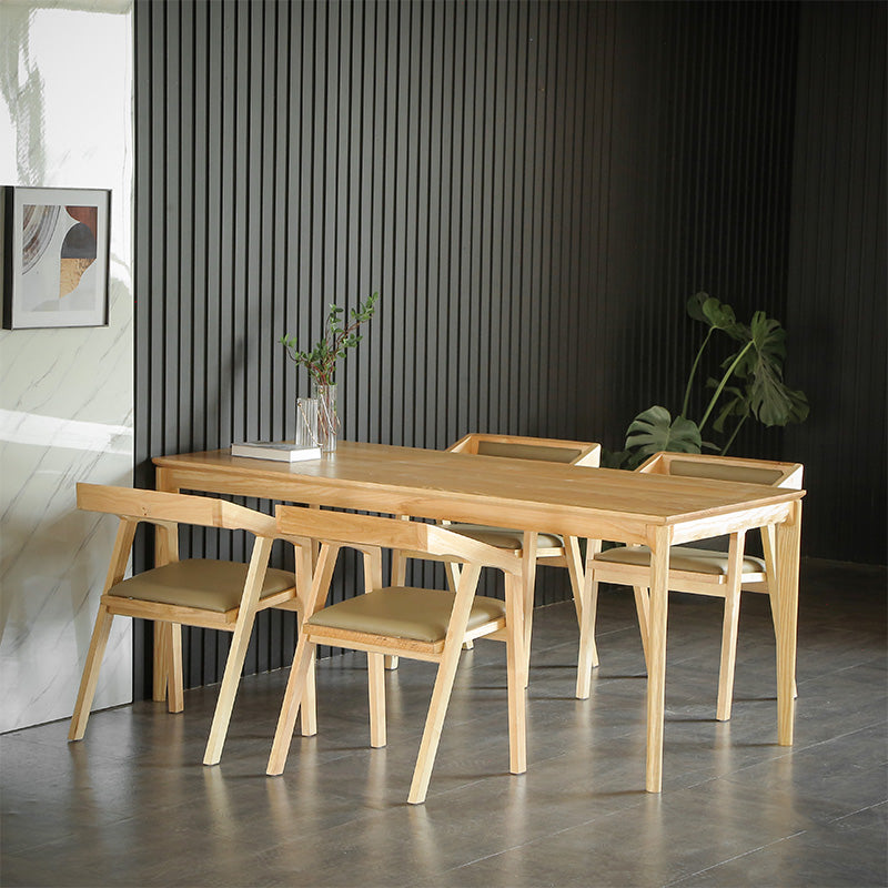 Modern 1/2/3/4/5 Pieces Dining Set Rectangle Solid Wood Legs Dinette Set in Natural Clearhalo 'Dining Room Sets' 'Dining Tables & Seating' 'dining_room_set' 'furn' 'furn_dining_room_set' 'Furniture' 'Kitchen & Dining Furniture' 5571731