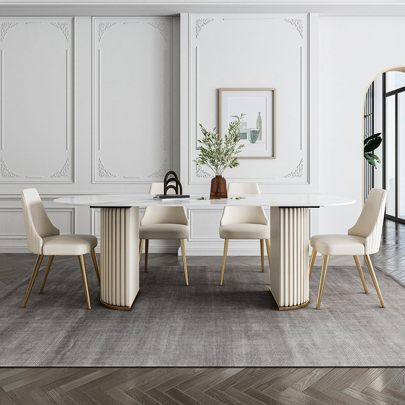 Modern Style Sintered Stone Dining Table Set Oval 1/4/5/7 Pieces Dining Set for Home Use