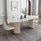 Modern Style Sintered Stone Dining Table Set Oval 1/4/5/7 Pieces Dining Set for Home Use