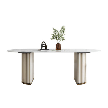 Modern Style Sintered Stone Dining Table Set Oval 1/4/5/7 Pieces Dining Set for Home Use