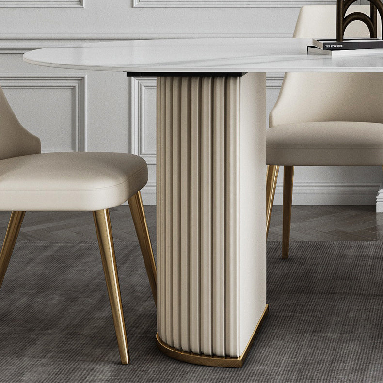 Modern Style Sintered Stone Dining Table Set Oval 1/4/5/7 Pieces Dining Set for Home Use