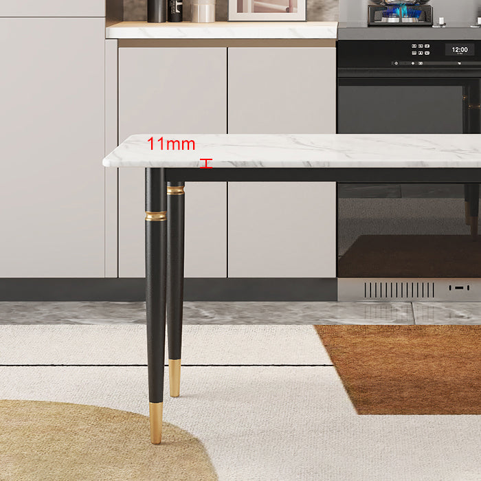 Modern 1/4/5/7 Pieces Dining Set Rectangle Stone Top Legs Dinette Set in White Clearhalo 'Dining Room Sets' 'Dining Tables & Seating' 'dining_room_set' 'furn' 'furn_dining_room_set' 'Furniture' 'Kitchen & Dining Furniture' 5571776