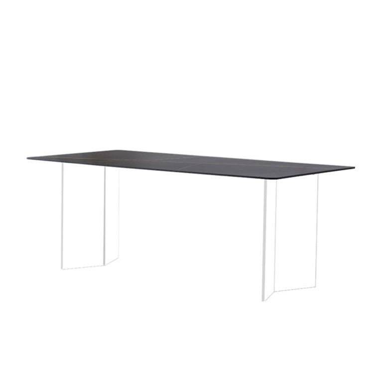 Modern 1/2/5 Pieces Dining Set Acrylic Base Double Pedestal Dinette Set Black 79"L x 31"W Clearhalo 'Dining Room Sets' 'Dining Tables & Seating' 'dining_room_set' 'furn' 'furn_dining_room_set' 'Furniture' 'Kitchen & Dining Furniture' 5571787