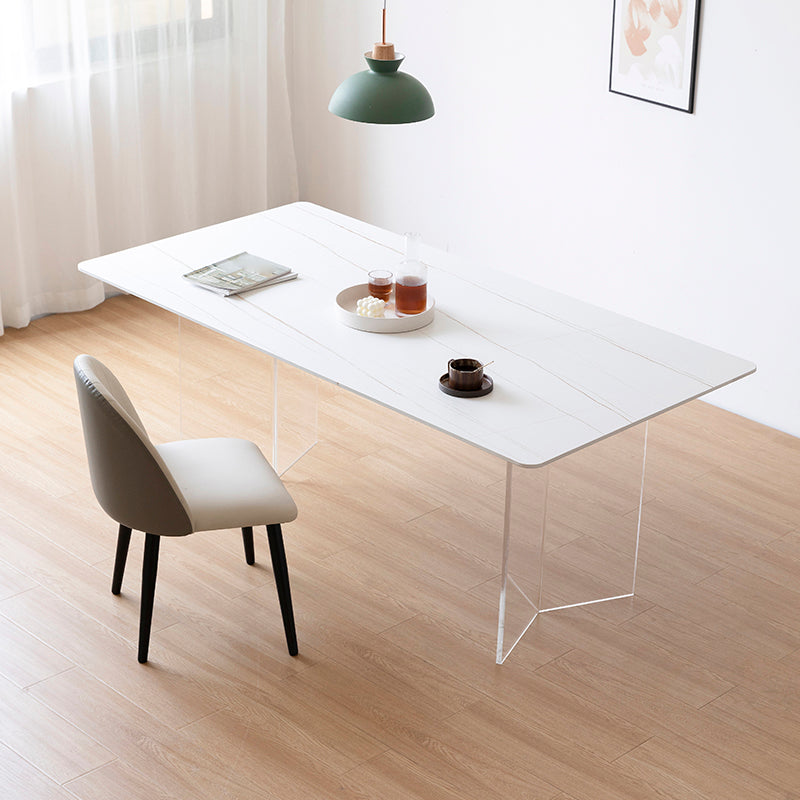 Modern 1/2/5 Pieces Dining Set Acrylic Base Double Pedestal Dinette Set Clearhalo 'Dining Room Sets' 'Dining Tables & Seating' 'dining_room_set' 'furn' 'furn_dining_room_set' 'Furniture' 'Kitchen & Dining Furniture' 5571793