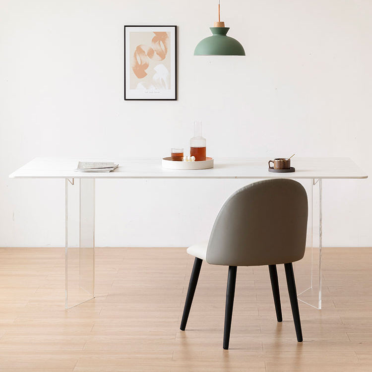 Modern 1/2/5 Pieces Dining Set Acrylic Base Double Pedestal Dinette Set Clearhalo 'Dining Room Sets' 'Dining Tables & Seating' 'dining_room_set' 'furn' 'furn_dining_room_set' 'Furniture' 'Kitchen & Dining Furniture' 5571798