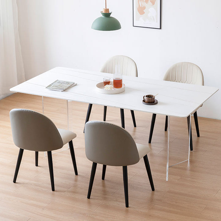 Modern 1/2/5 Pieces Dining Set Acrylic Base Double Pedestal Dinette Set Clearhalo 'Dining Room Sets' 'Dining Tables & Seating' 'dining_room_set' 'furn' 'furn_dining_room_set' 'Furniture' 'Kitchen & Dining Furniture' 5571799