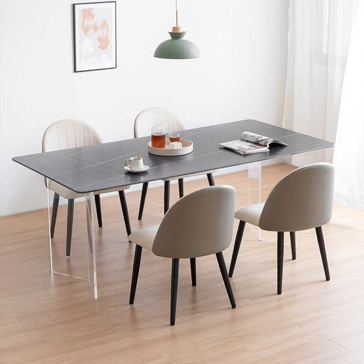 Modern 1/2/5 Pieces Dining Set Acrylic Base Double Pedestal Dinette Set Clearhalo 'Dining Room Sets' 'Dining Tables & Seating' 'dining_room_set' 'furn' 'furn_dining_room_set' 'Furniture' 'Kitchen & Dining Furniture' 5571801