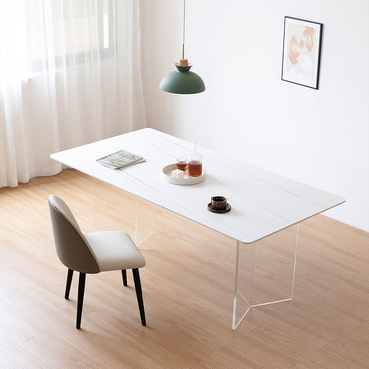 Modern 1/2/5 Pieces Dining Set Acrylic Base Double Pedestal Dinette Set 2 Pieces: Table, 1 Chair Clearhalo 'Dining Room Sets' 'Dining Tables & Seating' 'dining_room_set' 'furn' 'furn_dining_room_set' 'Furniture' 'Kitchen & Dining Furniture' 5571802