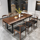 Industrial 1/2/5/7 Pieces Dining Set Solid Wood Top Dinette Set with Black Base 7 Pieces: Table, 6 Chairs Clearhalo 'Dining Room Sets' 'Dining Tables & Seating' 'dining_room_set' 'furn' 'furn_dining_room_set' 'Furniture' 'Kitchen & Dining Furniture' 5571809