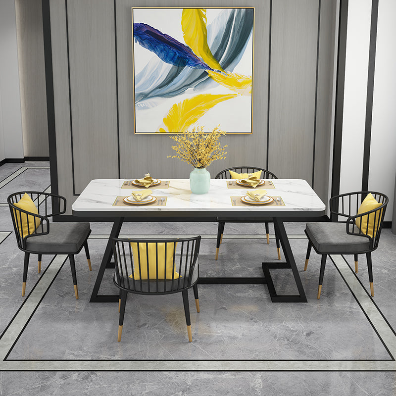 Modern 1/2/5/7 Pieces Dining Set White Stone Top Dining Furniture Clearhalo 'Dining Room Sets' 'Dining Tables & Seating' 'dining_room_set' 'furn' 'furn_dining_room_set' 'Furniture' 'Kitchen & Dining Furniture' 5571861