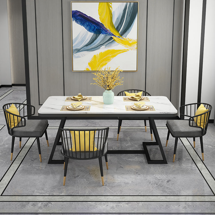 Modern 1/2/5/7 Pieces Dining Set White Stone Top Dining Furniture Clearhalo 'Dining Room Sets' 'Dining Tables & Seating' 'dining_room_set' 'furn' 'furn_dining_room_set' 'Furniture' 'Kitchen & Dining Furniture' 5571871