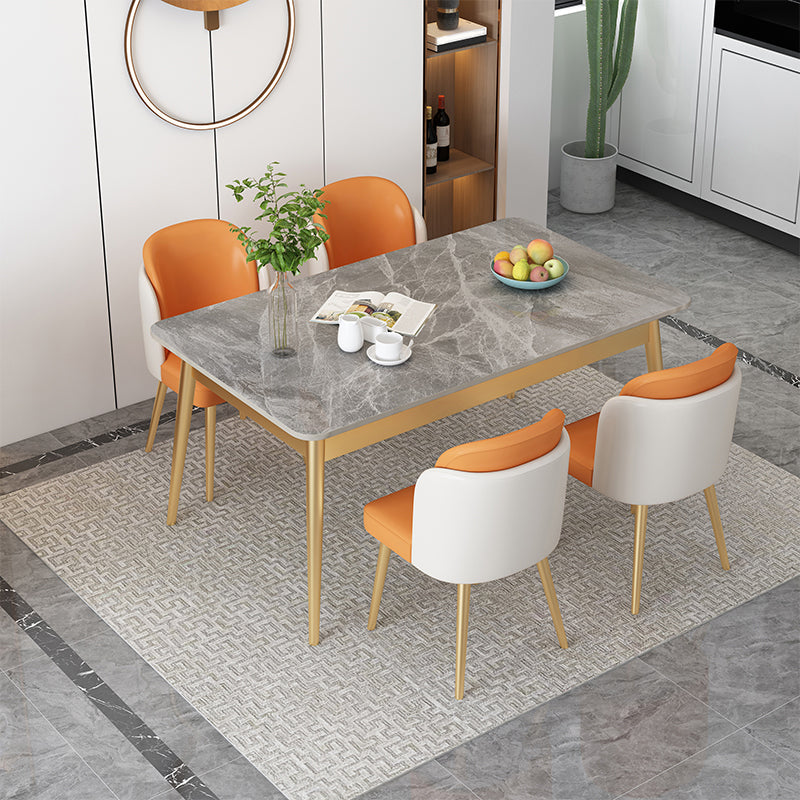 Set da pranzo Nordic Stone Top 1/2/5/7 pezzi Tavolo da pranzo grigio con sedie in pelle