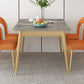 Set da pranzo Nordic Stone Top 1/2/5/7 pezzi Tavolo da pranzo grigio con sedie in pelle