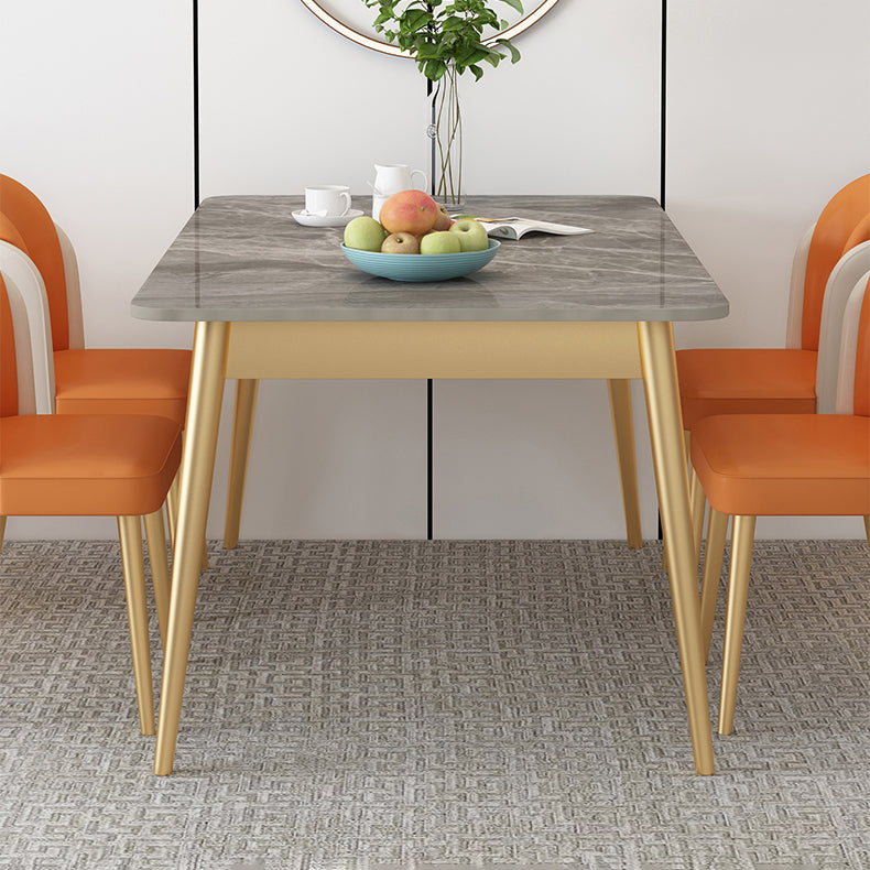 Set da pranzo Nordic Stone Top 1/2/5/7 pezzi Tavolo da pranzo grigio con sedie in pelle