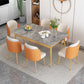 Set da pranzo Nordic Stone Top 1/2/5/7 pezzi Tavolo da pranzo grigio con sedie in pelle