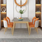 Set da pranzo Nordic Stone Top 1/2/5/7 pezzi Tavolo da pranzo grigio con sedie in pelle