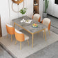 Set da pranzo Nordic Stone Top 1/2/5/7 pezzi Tavolo da pranzo grigio con sedie in pelle