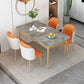Set da pranzo Nordic Stone Top 1/2/5/7 pezzi Tavolo da pranzo grigio con sedie in pelle