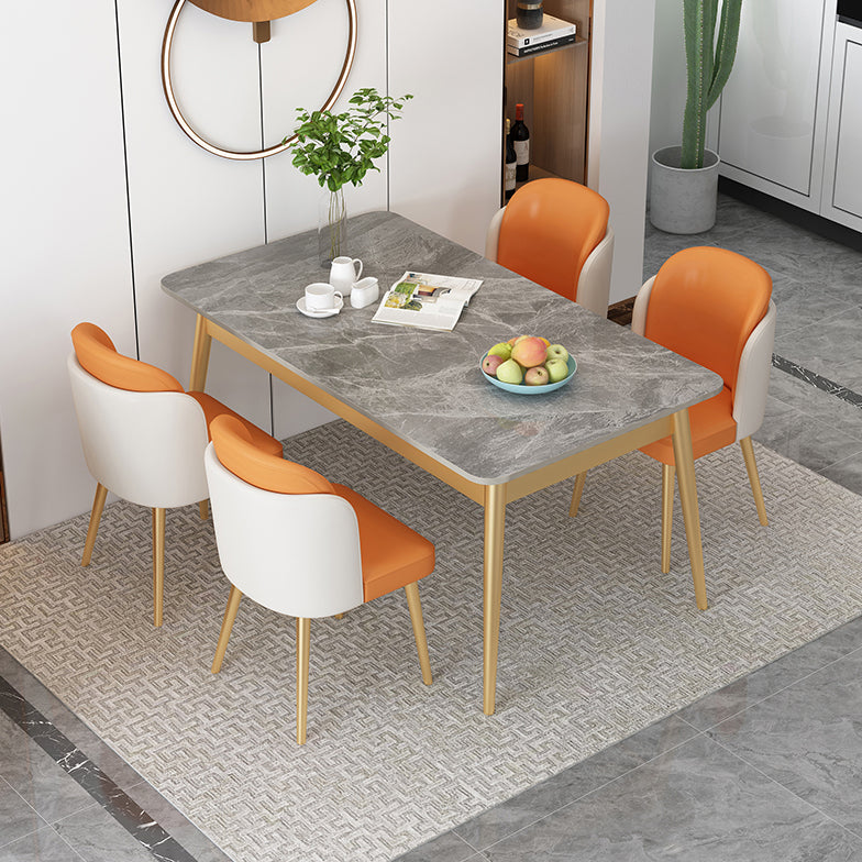 Set da pranzo Nordic Stone Top 1/2/5/7 pezzi Tavolo da pranzo grigio con sedie in pelle