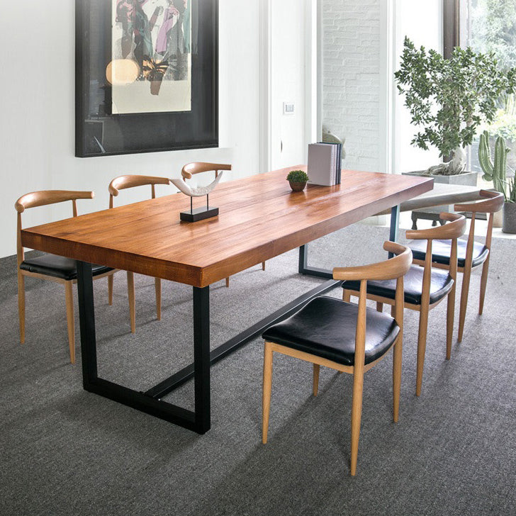 Brown Pine Wood Top Rectangular Desk Industrial Office Desk with Trestle Clearhalo 'furn' 'furn_office_desk' 'Furniture' 'Office Desks' 'Office Furniture' 'office_desk' 5572140