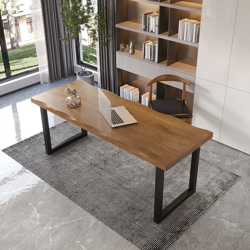 Industrial Style Writing Desk Solid Wood Office Desk with Sled Base 70.9"L x 31.5"W x 29.5"H Clearhalo 'furn' 'furn_office_desk' 'Furniture' 'Office Desks' 'Office Furniture' 'office_desk' 5572205
