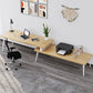 L-Shape Contemporary Writing Desk Pine Wood Desktop Parsons Base Desk