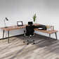 L-Shape Contemporary Writing Desk Pine Wood Desktop Parsons Base Desk