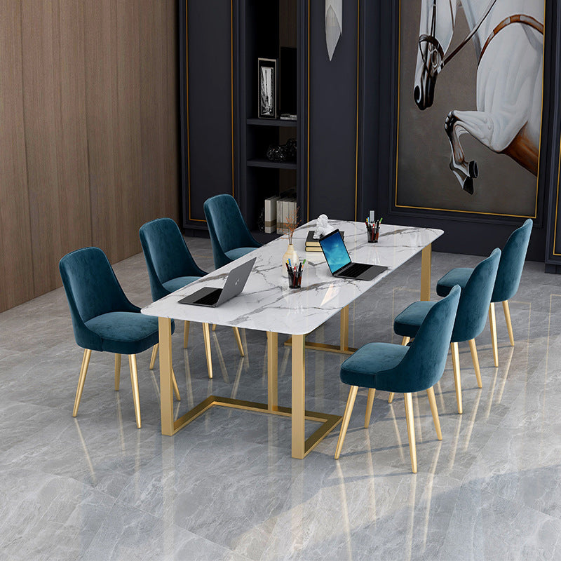 Glam Style Office Desk Meeting White Writing Desk for Study Room and Office 70.9"L x 31.5"W x 29.5"H Clearhalo 'furn' 'furn_office_desk' 'Furniture' 'Office Desks' 'Office Furniture' 'office_desk' 5572259